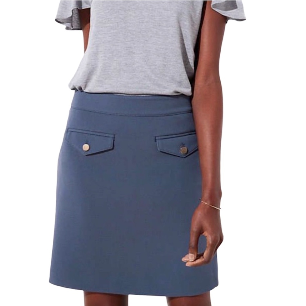 Ann Taylor LOFT SZ 10 Blue Skirt Gold Pocket - Picture 7 of 7